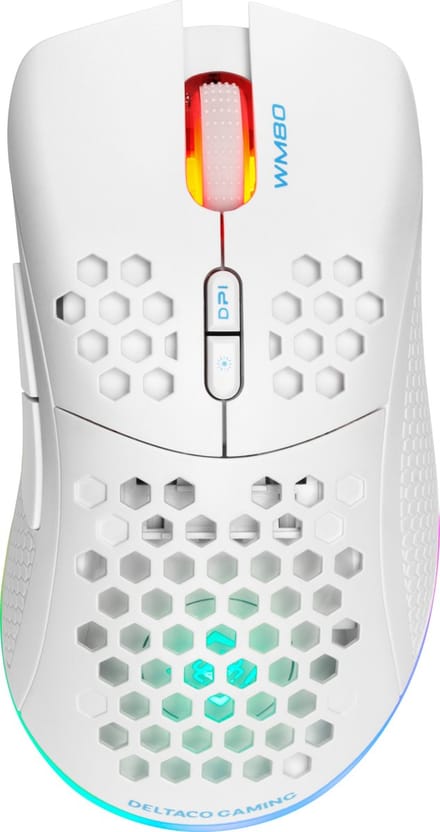 Deltaco GAMING WM80 Draadloos ultralight Gaming muis - Gaming muis - Optisch - 7 knoppen - Wit