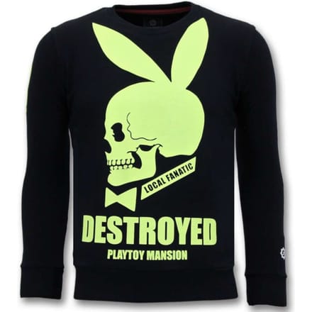 Luxe Sweater Mannen - Destroyed Playtoy - Navy /Zwart