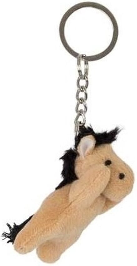 Nature Planet Pluche sleutelhanger - 2x - paard - 6 cm - boerderij dieren sleutelhanger