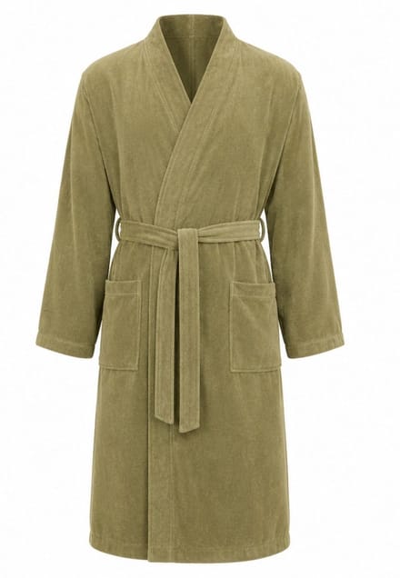 Badjas Katoen Kimono - Dames & Heren - olijfgroen - L/XL