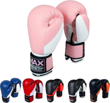 Bokshandschoenen Roze Wit 12oz - Duurzame Rex-Leer Training & Sparring