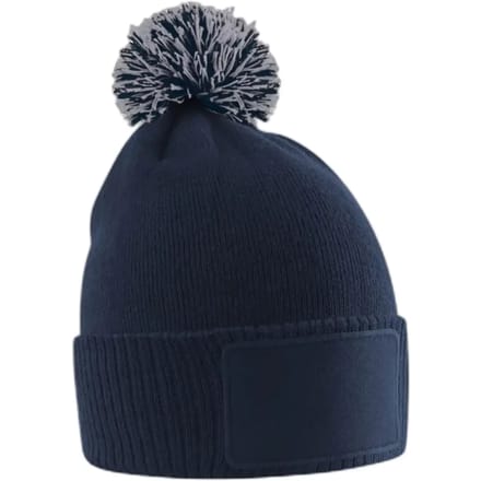 Kids Snowstar Patch Beanie - French Navy/Light Grey - 3-8 YRS