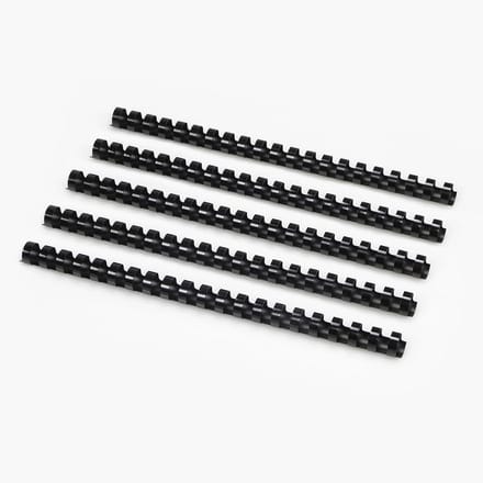 Plastic Bindruggen - Bindkammen - Documenten Binden - 21 Ringen Plat Ligging - 16 mm 125 Vel - Zwart