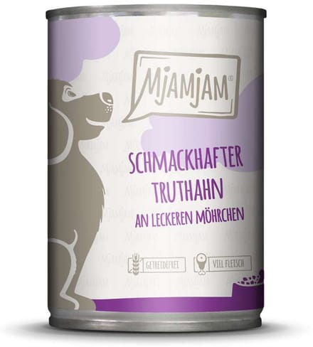MjAMjAM Dog - Leckere Mahlzeiten Dose 6x400g | Truthahn & Möhrchen