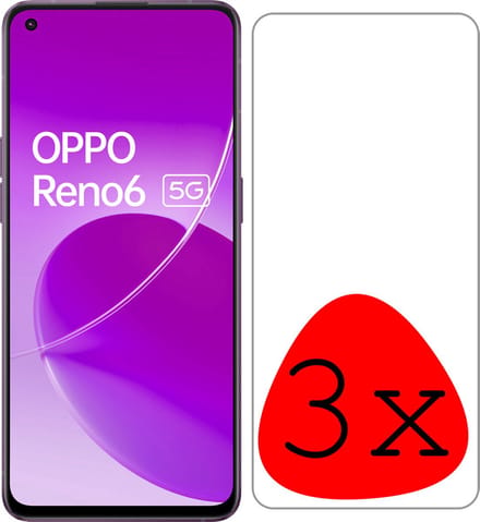 Screenprotector - 3 Stuks Geschikt voor OPPO Reno 6 - Extra Sterk - Beschermglas - Gehard Glas - Tempered Glass - Screen Protector