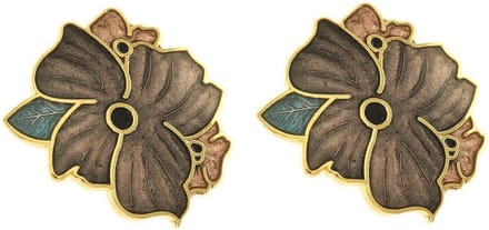 Behave - Oorclips dames - bloemmotief - grijs en bruin - 2 cm