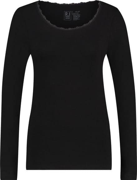 RJ Thermo Dames Shirt Lange Mouw met Kant Zwart M