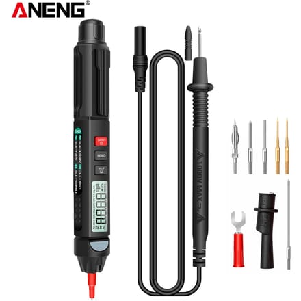 ANENG Stylo Multimètre 6000 Compteurs Multimètre Numérique Testeur de Compteur avec Écran LCD Rétroéclairé A3007 No Phase Sequence noir