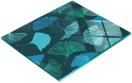 Multifunctionele decoratieve snijplank van gehard staal met ginkgobladeren 60x52 cm