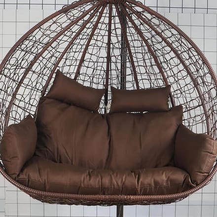 Hangstoel Kussen - Schommelstoel Kussen - Ontspannen Buiten - Verstelbare Hoofdsteun - 150 cm Diameter - Bruin