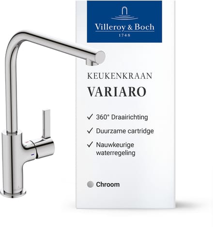 Villeroy & Boch Variaro keukenkraan, hoge druk, waterbesparend – Chroom
