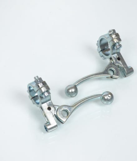 Paire de levier de décompresseur et de starter pour mobylette MBK 51 métal gris Neuf