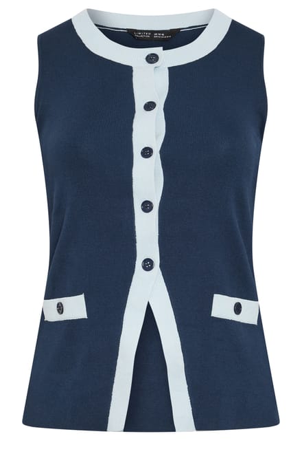 Limited Collection Marineblauw Contrast Gilet Size 40-42