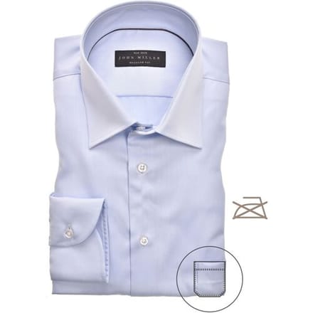 John Miller Overhemd Regular Uni Non Iron Licht Blauw / male
