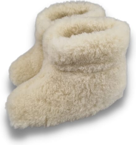 wollen sloffen 100% wol pantoffels - wit hoog model - leren zool - maat 38