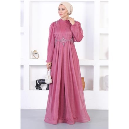 Parelmeer Kant Glitter Avondjurk Oud roze
