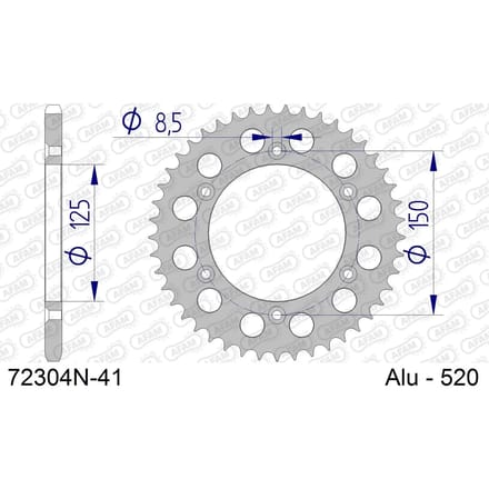 Aluminium tandwiel achter Afam 520 41 dents
