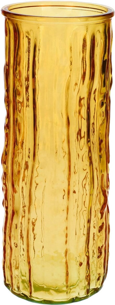 Bellatio Design Bloemenvaas - geel/goud - transparant glas - 10 x 25 cm - vaas