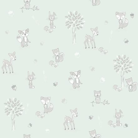 INGK Behang - Puck & Rose - Kinderbehang - Dieren Groen