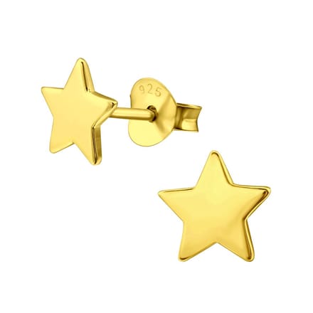 Joy|S - Zilveren ster oorbellen - 7 mm - gold plated