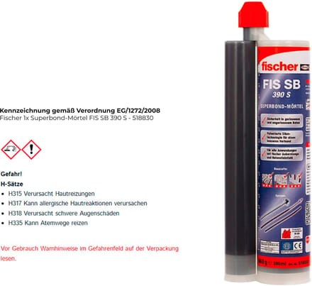 Fischer 1x Superbond-mortel FIS SB 390 S - 518830