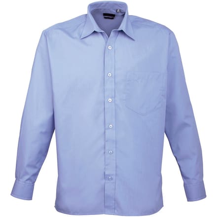 Premier Heren Popeline Overhemd Met Lange Mouwen (Middenblauw)