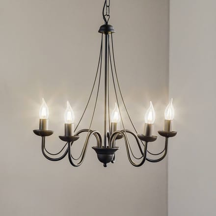 HELAM Kroonluchter Malbo 5-lamps in zwart