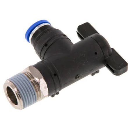 8 mm - R3/8'' Kunststof/Messing L-stuk 2-Weg Kogelkraan