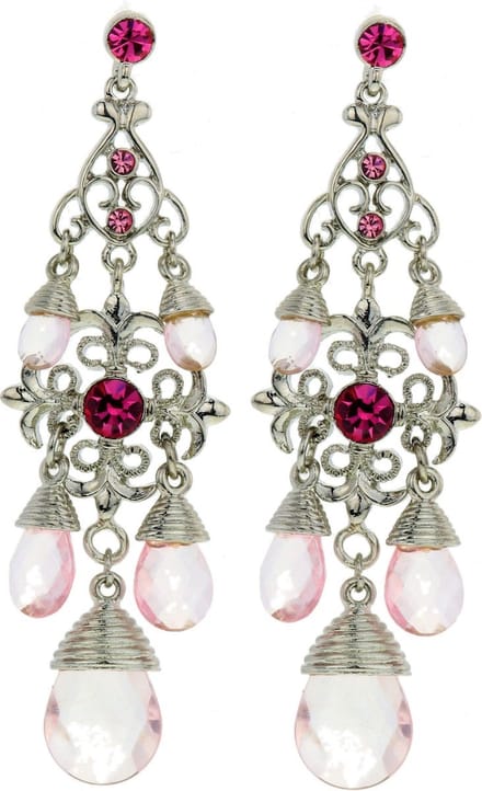 Behave - Oorhangers met roze stenen - Elegante stijl - 8 cm