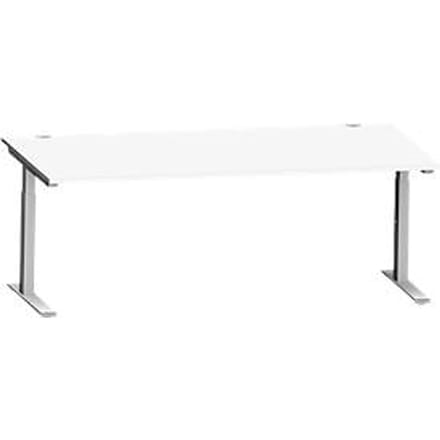 Schäfer Shop Genius bureau MODENA FLEX, C-voet rechthoekige buis, B 2000 x D 1000 mm, wit/wit aluminium