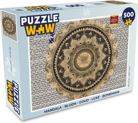 Puzzel Mandala - Bloem - Goud - Luxe - Bohemian - Legpuzzel - Puzzel 500 stukjes