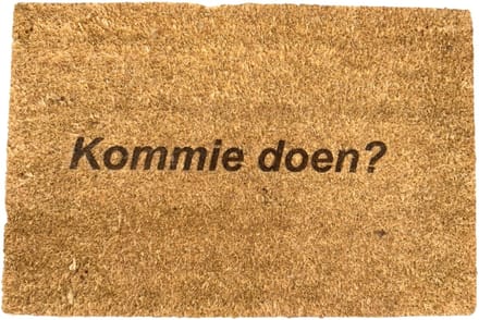 Deurmat met tekst - Deurmat kokos - Deurmat binnen - Kommie doen? - 40x60 cm - Bruin