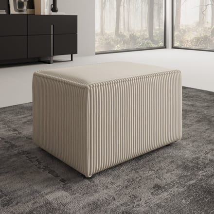 Meubella - Kandahar - Poef - Ribstof beige