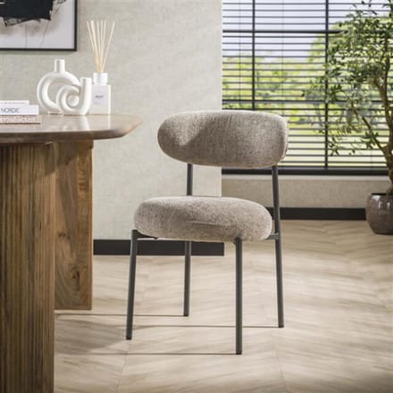 Hoyz Collection - Eetkamerstoel Round - Tissee Cargo Zandkleur - Set van 2