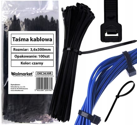 100x Zwarte Kabelbinders 3,6x300mm - Sterk en Weerbestendig