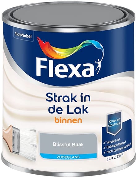 Flexa - Strak In De Lak Binnenlak Zijdeglans - Blissful Blue - Mengverf - 1 L