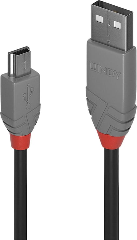 LINDY 36725 USB-kabel USB 2.0 USB-A stekker, USB-mini-B stekker 5.00 m Zwart