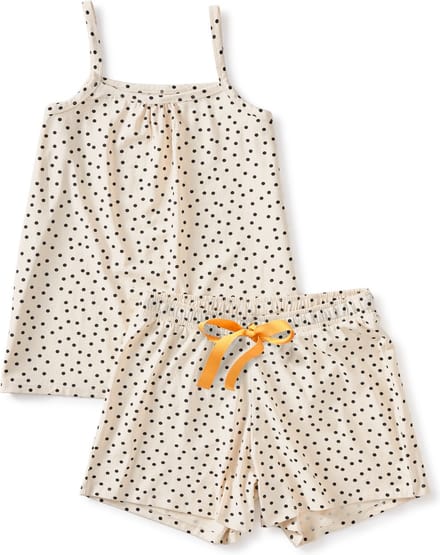 Little Label Pyjama Dames Maat S/36-38 - off white, zwart - Gestipt - Shortama - Zachte BIO Katoen