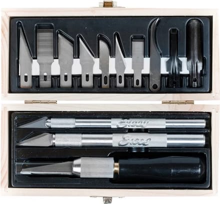 Excel Modelbouwdecoratie - 44290 Professionele Set - K1, K2 en K7 Messen - 11 Mesjes - 2 Gutsen Gereedschap