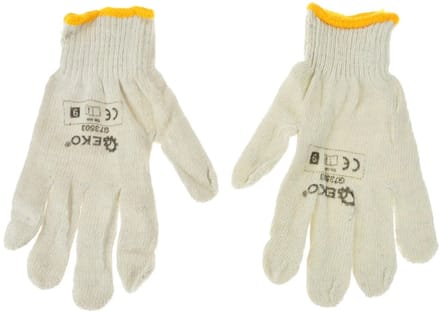 GEKO Witte katoenen werkhandschoenen - universele maat - antislip grip - 12 stuks