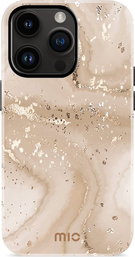 MIO MagSafe Apple iPhone 14 Pro Hoesje | Hard Shell Back Cover | Geschikt voor MagSafe | Gold Marble
