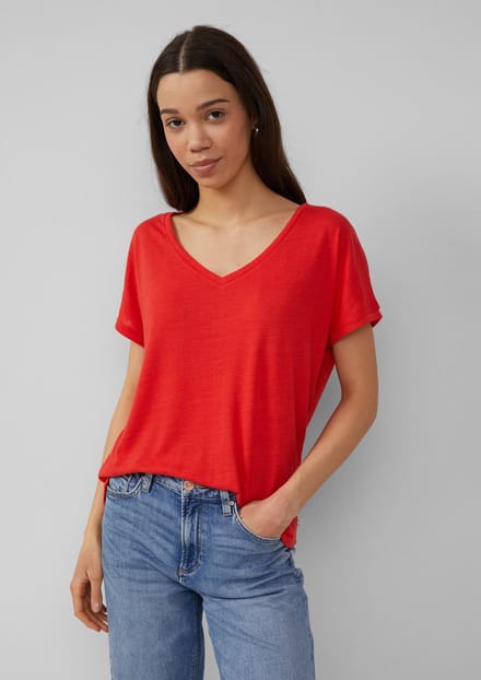 Q/S designed by - T-shirt - Maat XS - Vrouwen - Rood - polyester