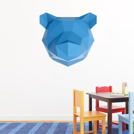 3D origami blauwe beer sticker 70 x 75 cm