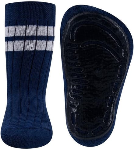 Antislipsokken ribstof Blauw met witte streep - 39/42