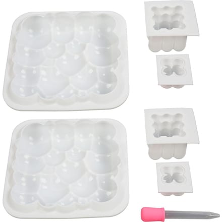 6 moules à savon en silicone Cube 3D Moules à savon réutilisables avec compte-gouttes pour bougies cire chocolat gâteau white