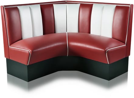 Bel Air Dinerbank Quarter Circle Booth HW-120-120 Ruby