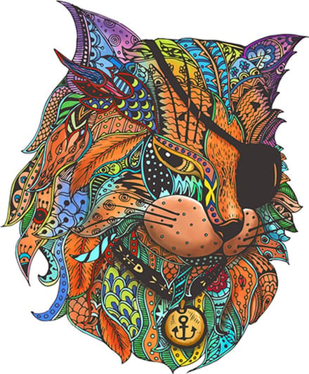 Eureka houten puzzel - piratenkat - kleurrijk 2D speelgoedpuzzel 116 stukjes.