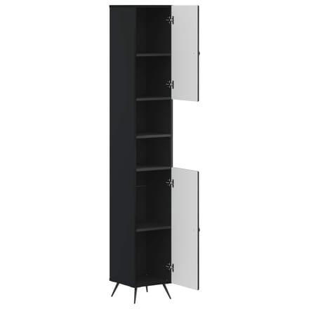 vidaXL - Badkamerkast - met - Open - Plank - BREDA - Zwart - 30 - x - 31 - x - 190 - cm