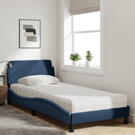 vidaXL - Bed - met - matras - "Dover" - stof - blauw - 80x200 - cm