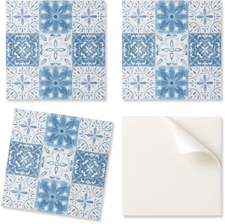 Set vinyl wandtegels met bloemenpatroon 9x30x30 cm